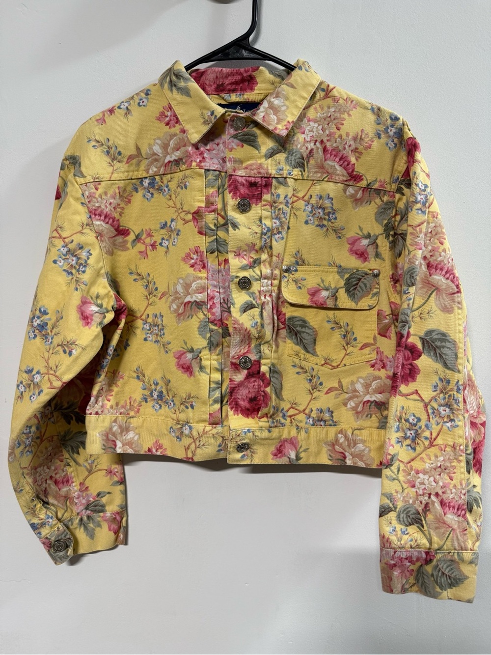 Vintage Ralph Lauren Yellow Floral Cotton Button-Up Large